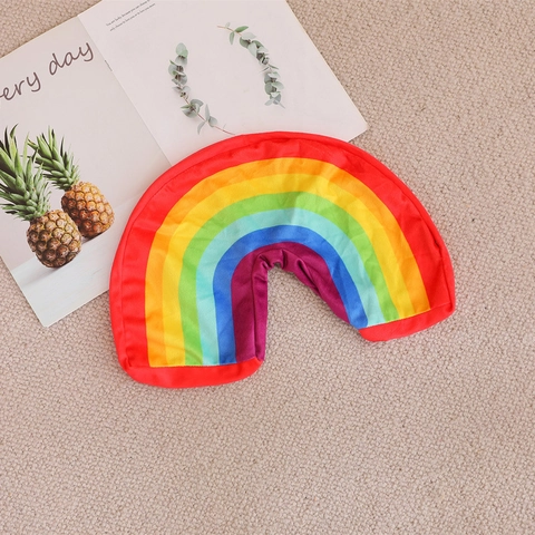 Almohada De Peluche Arcoíris Cojín De Apoyo Para El Cuello En U Suave Rayas Multicolor Decorativo Hogar Viaje Siesta