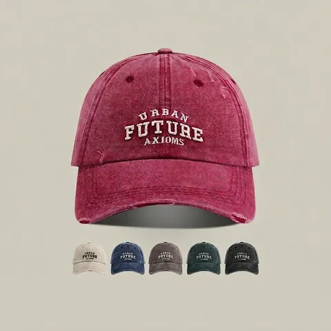 Vintage Gewaschene Baumwolle Baseballkappe Urban Future Axioms Buchstabenstickerei Distressed Sonnenschutz Schirmmütze Für Damen Herren