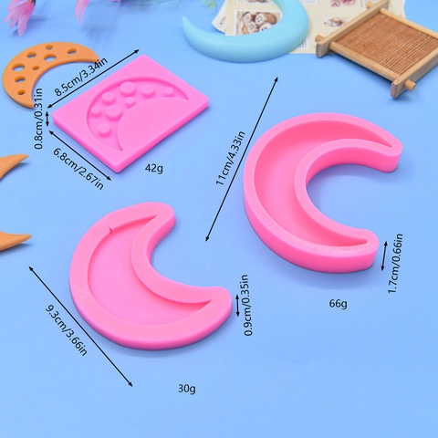 Moon Shaped Silicone Mold Flexible Pink Baking Tool For Fondant Mousse Cake Decoration Soap Resin DIY Crafting
