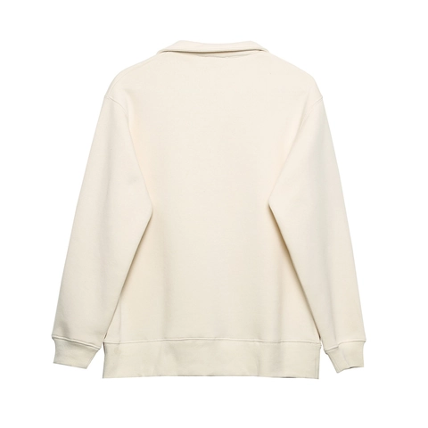Women Lapel Long Sleeve Sweatshirt And Joggers Letter Print American Retro Style Casual Loungewear Cream