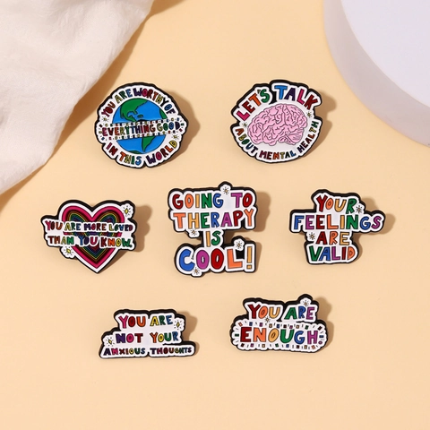 Mental Health Awareness Inspirierend Emaille Pin Abzeichen Legierung Regenbogen Slogan Brosche You Are Enough Anstecknadel Für Kleidung Tasche Schmuck