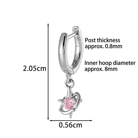 Boucles D'oreilles Créoles Pendentif Cœur Planète Cuivre Zircone Bijoux De Mode Pour Femmes Style Céleste