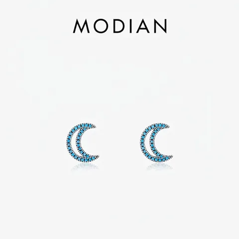 925 Sterling Silver Moon Stud Earrings With Turquoise Chic INS Style Crescent Moon Jewelry For Women