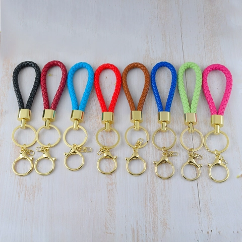 Braided Leather Keychain With Zinc Alloy Ring Woven Strap Car Key Ring For Women Men Home Access Door Key Chain Accessory