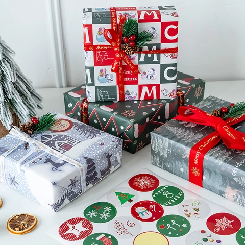 Carta Da Regalo Di Natale Rotoli Vari Motivi Festivi Babbo Natale Alce Fiocchi Di Neve DIY Confezione Regalo Carta Patinata