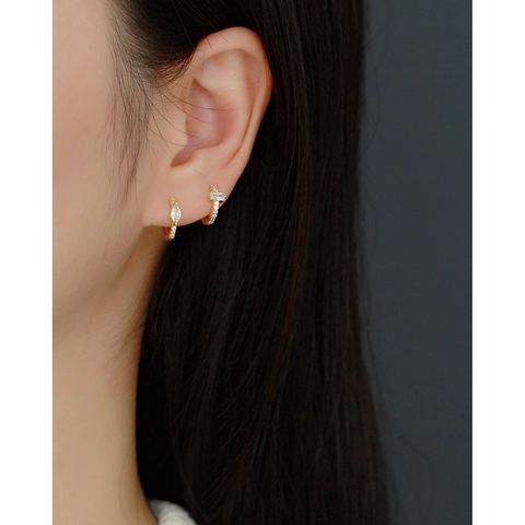 925 Sterling Silber Huggie Hoop Ohrringe Mit Rechteckigem Zirkonia Minimalistischer Geometrischer Schmuck Für Damen