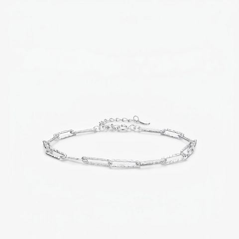 MODIAN Pulsera de Cadena Martillada de Plata de Ley 925 para Mujer Minimalista Irregular Cadena de Clip Ajustable Joyería