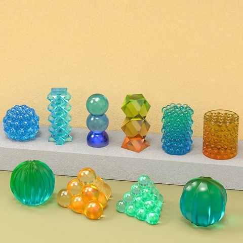 Moule En Silicone Pour Bougie DIY Forme Géométrique Bulle Lanterne Cube Rayé Artisanat Coulage De Résine Décoration Moderne