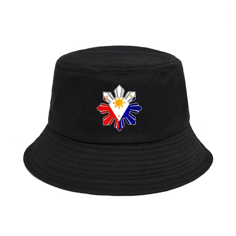 Cappello Pescatore Cotone Tela Filippine Bandiera Sole Logo Outdoor Estate Protezione Solare Retro Unisex