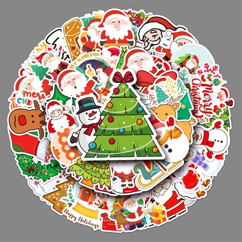 Adesivi Di Natale Cartone Animato Impermeabile PVC Decalcomanie Per Laptop Bagaglio Skateboard Decorazione Simpatici Motivi