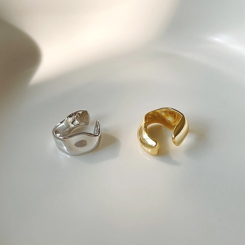 Ear Cuffs In Argento Sterling 925 Irregolari Lava Ondulati Orecchini A Clip Senza Buco Donne