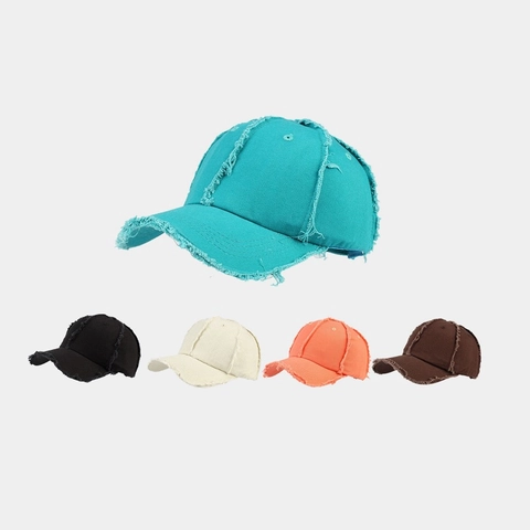 Gorra De Béisbol Distressed Algodón Bordes Deshilachados Vintage Streetwear Protección Solar Ajustable Unisex