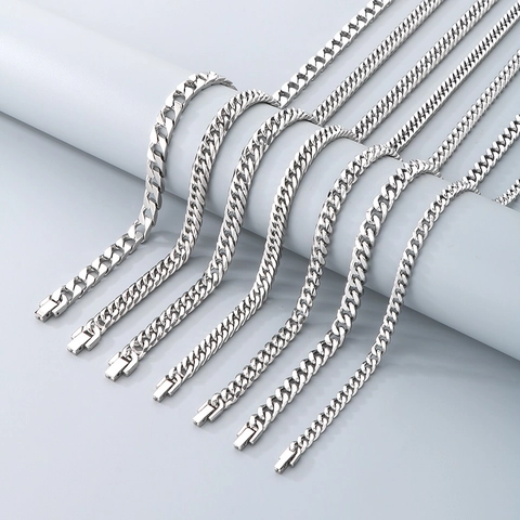 Cuban Link Chain Necklace Bracelet Stainless Steel Polished Hip Hop Style Punk Jewelry Unisex Non Fading Geometric