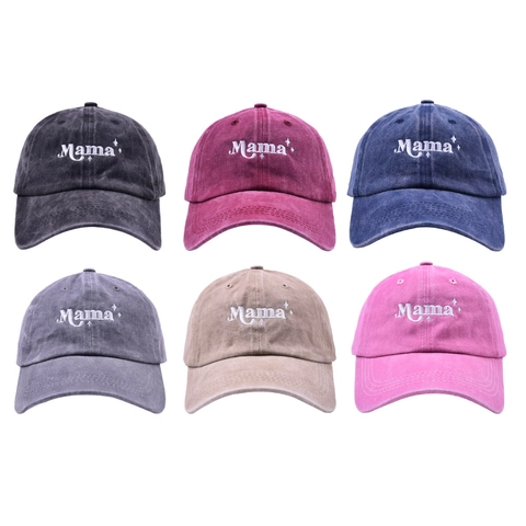 Mama Embroidered Baseball Cap Washed Cotton Vintage Dad Hat For Women Retro Adjustable Sun Hat Outdoor Travel Sports