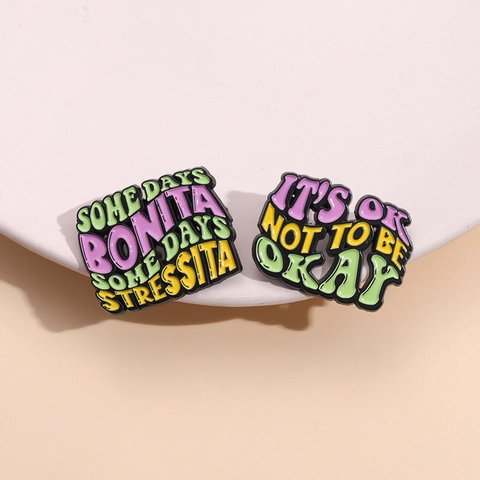 Pines De Esmalte Aleación Broches De Eslogan Creativo Citas Inspiradoras Insignias Para Ropa Bolsas Joyería De Moda Regalo