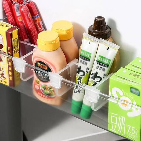 Diviseurs De Porte Latérale De Réfrigérateur Réglables Clips De Partition Coulissants En Plastique Organisateur De Cuisine
