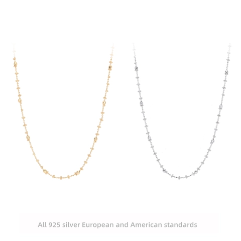 Collana In Argento Sterling 925 Con Perline Catena Da Clavicola Geometrica Minimalista Gioielli Donna