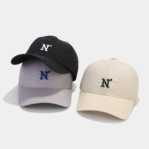 Gorra De Béisbol De Nailon Secado Rápido Transpirable Protección Solar Deporte Al Aire Libre Bordado Letra N