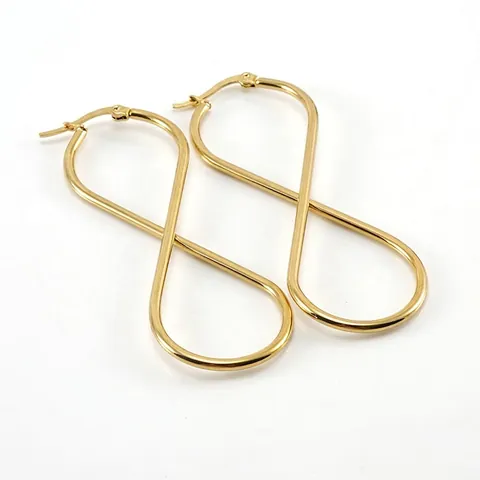 Pendientes De Aro De Acero Inoxidable En Forma De Ocho Símbolo De Infinito Diseño Geométrico Retorcido Color Oro Joyas De Moda Para Mujer