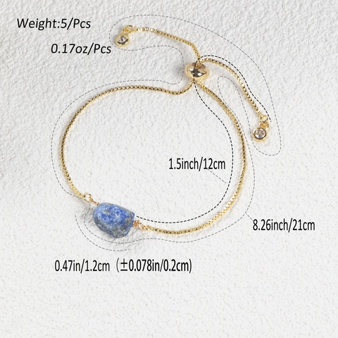 Adjustable Natural Raw Gemstone Bracelet Stainless Steel Gold Plated Box Chain Boho Healing Crystal Jewelry Women