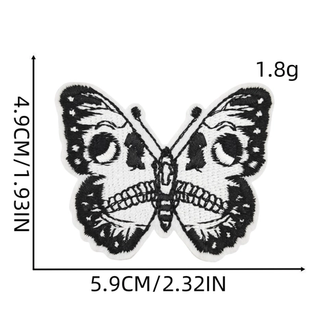 Gothische Skelet Schedel Geborduurde Patches Strijkijzer Op Applicatie Voor Kleding DIY Reparatie Donkere Rock Stijl Zwart Wit
