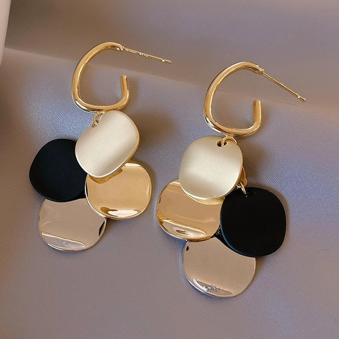 Orecchini Con Nappine Di Paillettes In Lega Con Perno In Argento Geometrico Oro Nero Gioielli Di Moda Per Donna Chic