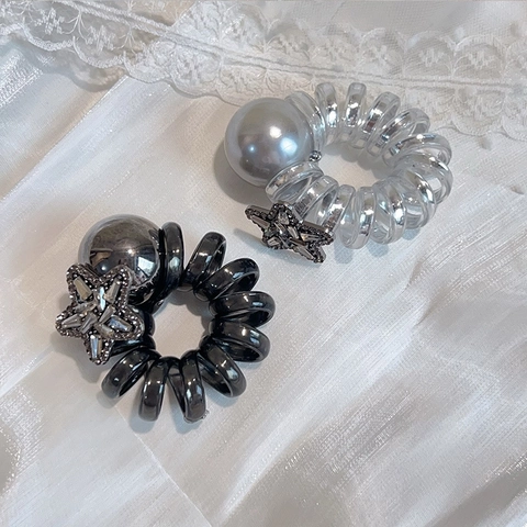 Elastici Per Capelli A Spirale Cavo Telefonico Stella Strass Perla Artificial Sintetica Supporto Coda Di Cavallo Accessori Capelli Donne