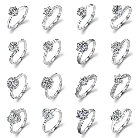 Zircon Engagement Ring For Women Copper White Gold Plated Adjustable Opening Luxury Shiny Wedding Jewelry Fashion Gift