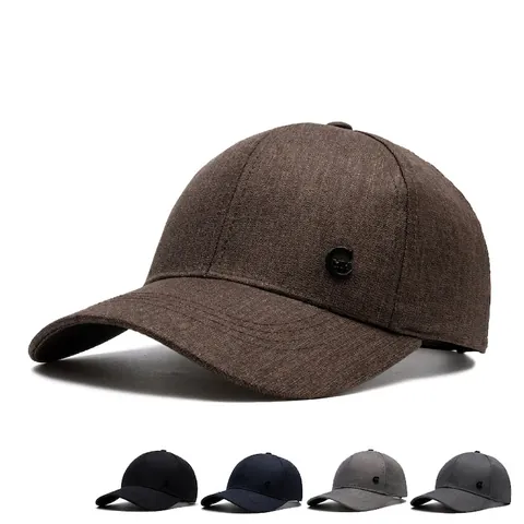 Classic Men Baseball Cap Adjustable Cotton Poly Blend Solid Color Curved Brim Outdoor Casual Sun Protection Hat
