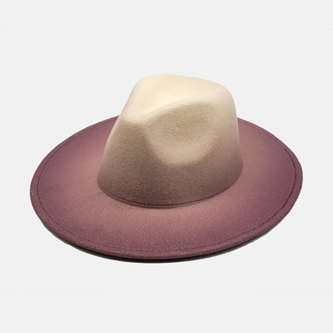 Fedora Hat Gradient Ombre Color Wool Felt Wide Brim Vintage Jazz Style Elegant Formal Party Accessory Unisex
