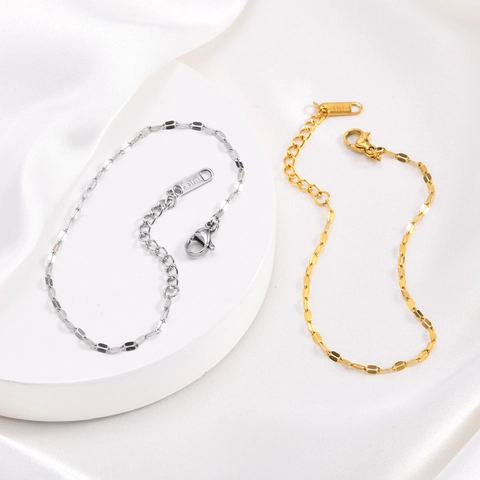 Minimalistisches Edelstahl Gliederketten Armband Für Damen 18K Gold Silber Plattiert Verstellbar Zartes Kettchen Schmuck Geschenk