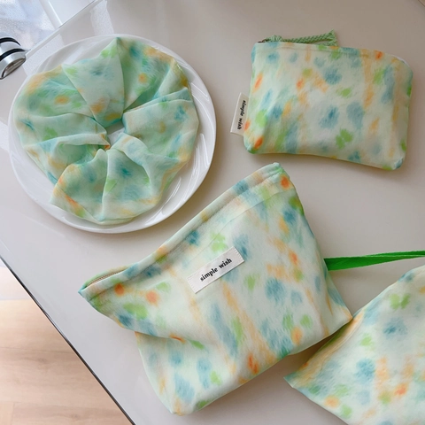 Mintgrüne Aquarell Tie Dye Chiffon Leinwand Einkaufstasche Künstlerische Schulterhandtasche Für Frauen Accessoires