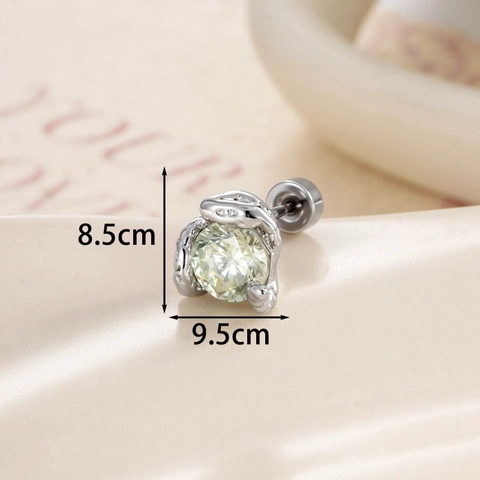 Dragon Claw Snake Ear Bone Stud Titanium Steel Mint Green Zircon Body Piercing Jewelry Unisex Cool Fashion Accessories