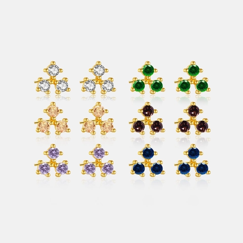 Minimalist Alloy Rhinestone Stud Earrings With 925 Sterling Silver Earring Post For Women Geometric 18K Gold Plated Jewelry