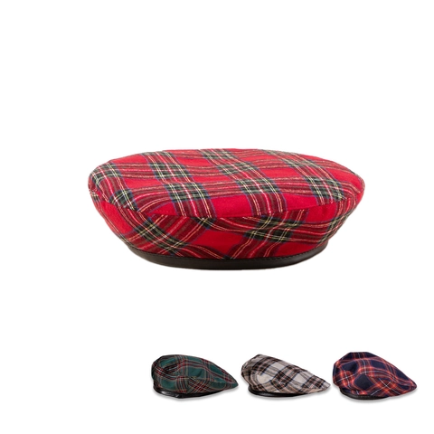 Boina De Cuadros Patrón Tartán Escocés Gorra Plana De Lana Con Ribete De Cuero Estilo Retro Británico Para Mujeres Hombres