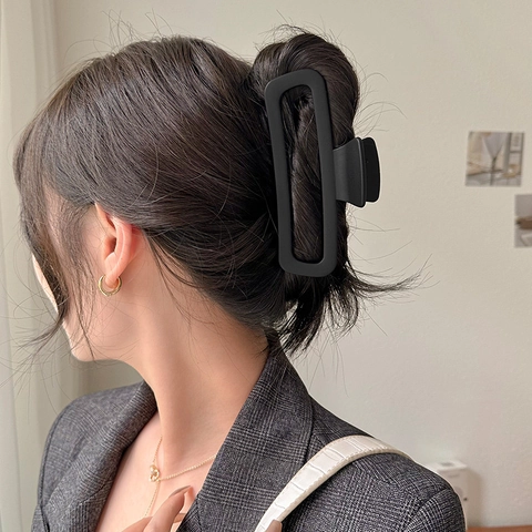 Matte Rechteckige Haarkralle Clips Große Kunststoff Haarkrebs Für Dickes Haar Französischer Minimalistischer Stil Damen