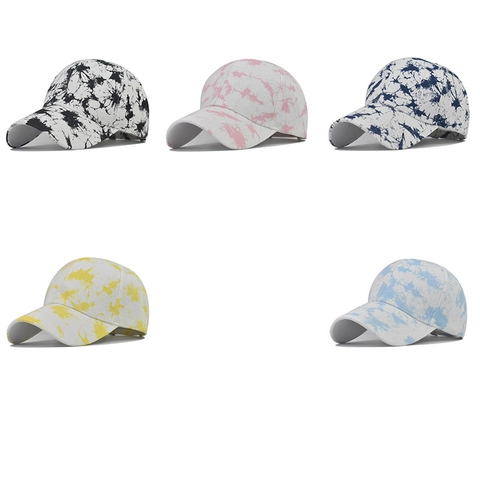 Gorra De Béisbol Tie Dye Algodón Poliéster Gorro Coleta Hebilla Metal Ajustable Estampado Salpicaduras Deporte Exterior
