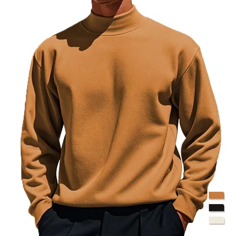 T-Shirt Da Uomo A Maniche Lunghe Lupetto Vestibilità Aderente Base Layer Termico Tinta Unita Top Autunno Inverno