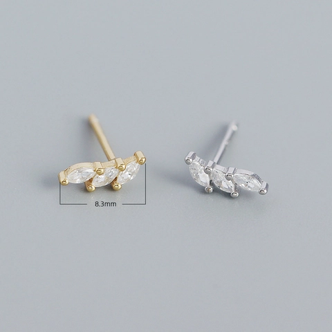 Orecchini a Bottone in Argento Sterling 925 Con Strass Marquise Orecchini Minimalisti a Forma di Foglia Con Strass per Donna Gioielli Regalo