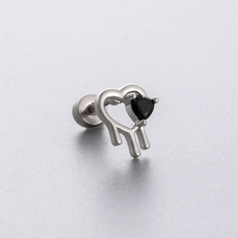 Cartilage Stud Earrings Titanium Steel Black Zircon Gothic Heart Butterfly Spider Web Screw Back Piercing Jewelry Women
