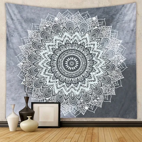 Mandala Tapestry Wall Hanging Bohemian Geometric Polyester Decorative Fabric For Bedroom Living Room Background Decor