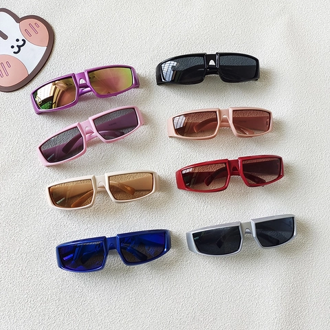 Gafas De Sol Niños Protección UV400 Lente Resina Marco Ancho Rectangular Estilo Futuro Y2K Niños Niñas