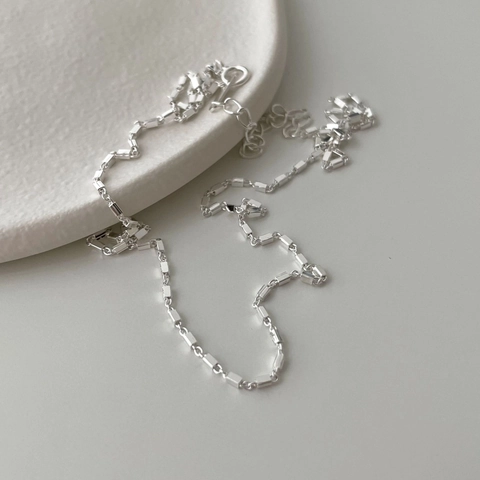 Collana In Argento Sterling 925 Catena A Scatola Quadrata Geometrica Minimalista Delicato Girocollo Per Donne