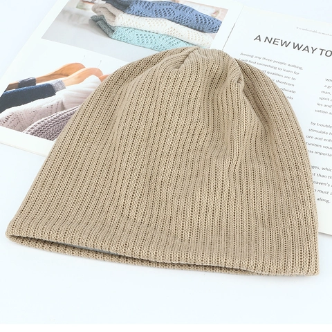 Gorro De Punto Acrílico Con Rayas Verticales De Doble Capa Cálido Resistente Al Viento Gorro De Invierno Para Hombres Mujeres Casual Color Sólido
