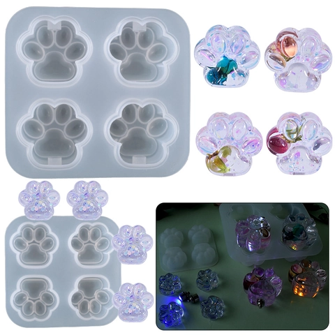 Cat Paw Silicone Mold Multi Cavity Resin Casting DIY Jewelry Keychain Making Mirror Surface Craft Tool