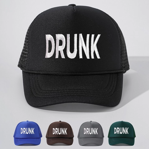 Cappello Trucker Ricamato Drunk Schiuma Rete Regolabile Berretto Da Baseball Protezione Solare All Aperto Streetwear