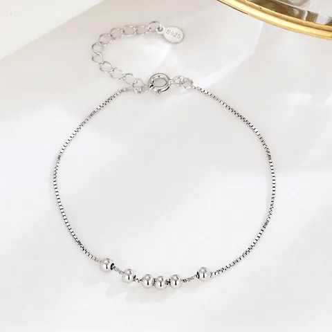 Bracciale In Argento Sterling 925 Con Perle Tonde Minimalista Catena A Scatola Regolabile Gioielli Perle Portafortuna Donna