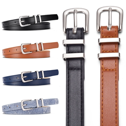 Ceinture Fine en Cuir PU pour Femmes Sangle de Taille à la Mode Avec Boucle en Alliage Décontracté Jeans Robe Ceintures Décoratives