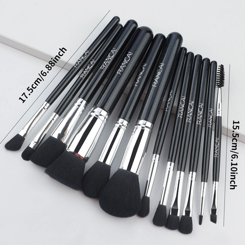 Ensemble Pinceaux Maquillage Professionnel Poils Synthétiques Manche Bois Tube Aluminium Pinceaux Poudre Fond Teint Avec Sac