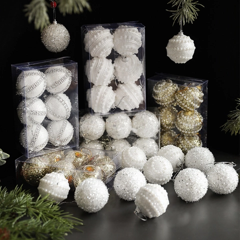 Palle Di Natale Schiuma Paillettes Künstliche Perle Decorazioni Appese Per Albero Di Natale Decorazione Per Feste Scintillante
